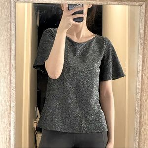 Ann Taylor Grey Silver Short Sleeve